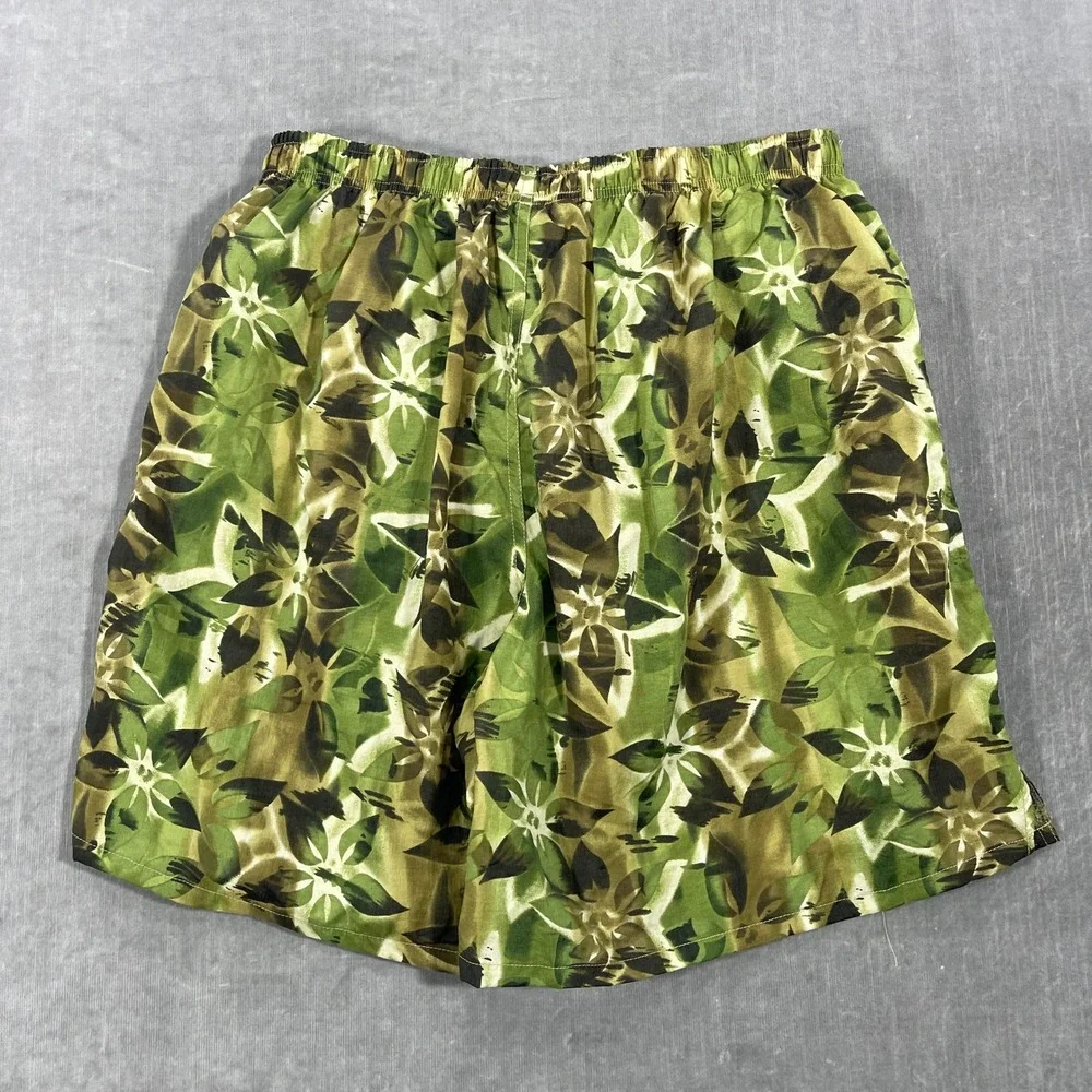 NWT Speedo Mens Large Floral Print Swim Trunks‎ Shorts Elastic Waist